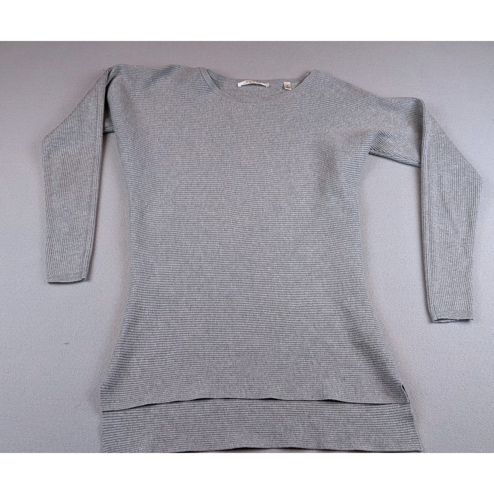 Cyrus Womens Gray Ribbed Knit Long Sleeve High Low Tunic Sweater Size Small